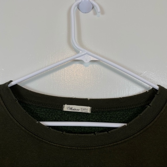 Haker Green long sleeve street oversized sweater sweatshirt minidress U-408 - Picture 7 of 14